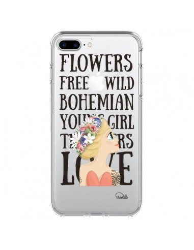 Coque iPhone 7 Plus et 8 Plus Flowers Love Transparente - Lolo Santo