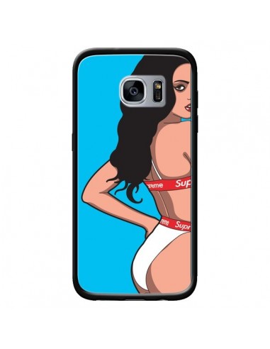 Coque Pop Art Femme Bleu pour Samsung Galaxy S7 - Mikadololo