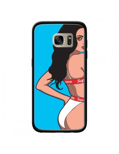 Coque Pop Art Femme Bleu pour Samsung Galaxy S7 Edge - Mikadololo