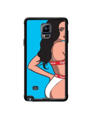 Coque Pop Art Femme Bleu pour Samsung Galaxy Note 4 - Mikadololo