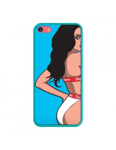 Coque iPhone 5C Pop Art Femme Bleu - Mikadololo