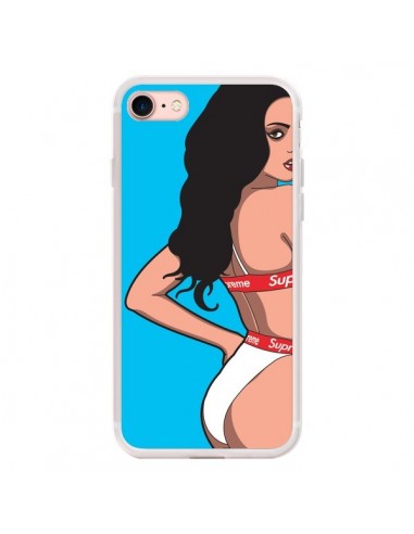 Coque iPhone 7/8 et SE 2020 Pop Art Femme Bleu - Mikadololo