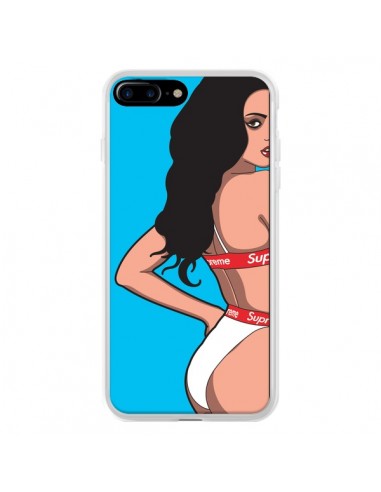 Coque Pop Art Femme Bleu pour iPhone 7 Plus - Mikadololo