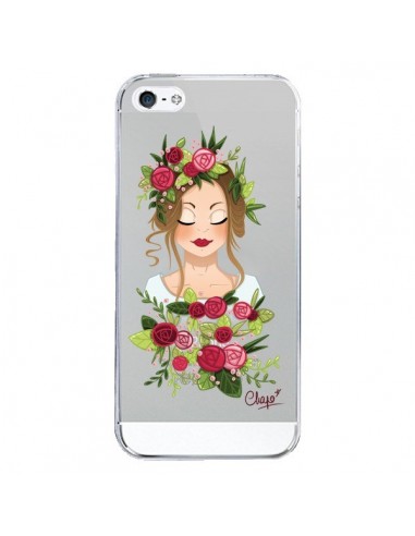 Coque iPhone 5/5S et SE Femme Closed Eyes Fleurs Transparente - Chapo