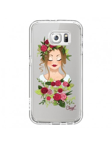 Coque Femme Closed Eyes Fleurs Transparente pour Samsung Galaxy S6 - Chapo