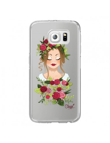 Coque Femme Closed Eyes Fleurs Transparente pour Samsung Galaxy S6 Edge - Chapo