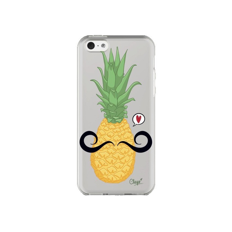 Coque iPhone 5C Ananas Moustache Transparente - Chapo