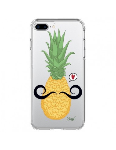 Coque iPhone 7 Plus et 8 Plus Ananas Moustache Transparente - Chapo