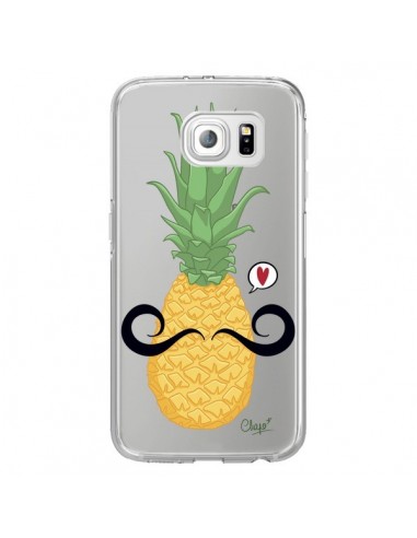Coque Ananas Moustache Transparente pour Samsung Galaxy S6 Edge - Chapo