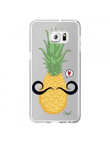 Coque Ananas Moustache Transparente pour Samsung Galaxy S6 Edge Plus - Chapo