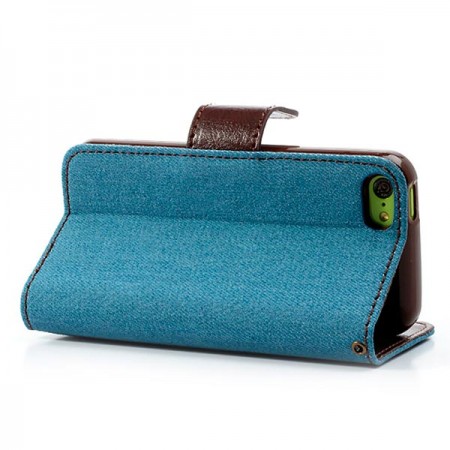 Etui Portefeuille en Jean pour iPhone 5/5S et SE Etui Portefeuille en Jean pour iPhone 5/5S et SE