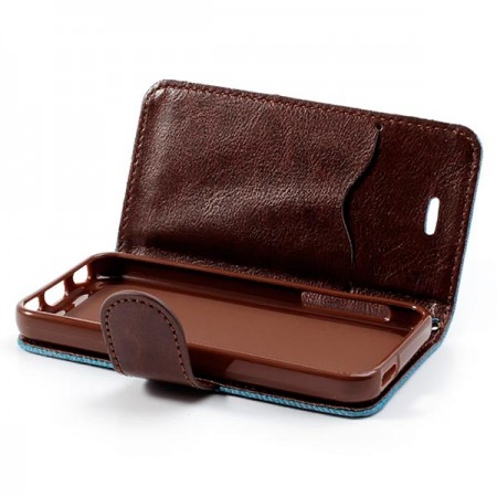 Etui Portefeuille en Jean pour iPhone 5/5S et SE Etui Portefeuille en Jean pour iPhone 5/5S et SE