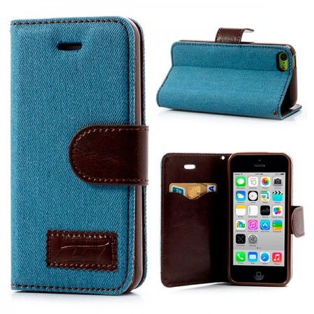 Etui Portefeuille en Jean pour iPhone 5/5S et SE Etui Portefeuille en Jean pour iPhone 5/5S et SE