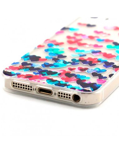 Coque Coeurs Multicolores Transparente en silicone semi-rigide TPU pour iPhone 5/5S et SE