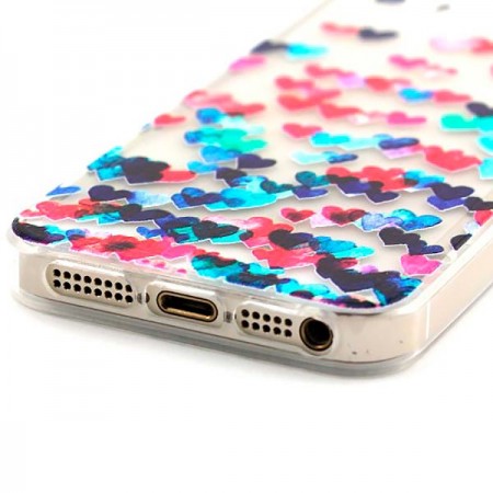 Coque Coeurs Multicolores Transparente en silicone semi-rigide TPU pour iPhone 5/5S et SE Coque Coeurs Multicolores Transparente en silicone semi-rigide TPU pour iPhone 5/5S et SE