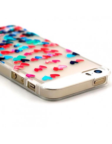 Coque Coeurs Multicolores Transparente en silicone semi-rigide TPU pour iPhone 5/5S et SE