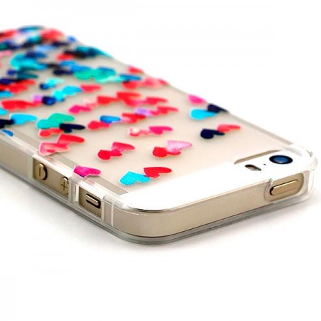 Coque Coeurs Multicolores Transparente en silicone semi-rigide TPU pour iPhone 5/5S et SE Coque Coeurs Multicolores Transparente en silicone semi-rigide TPU pour iPhone 5/5S et SE