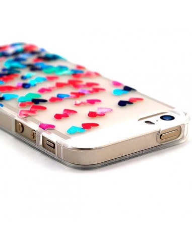 Coque Coeurs Multicolores Transparente en silicone semi-rigide TPU pour iPhone 5/5S et SE