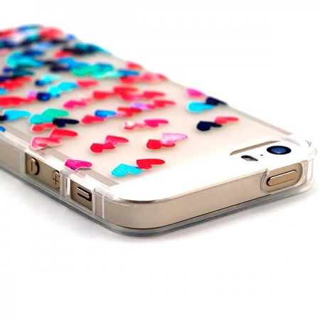 Coque Coeurs Multicolores Transparente en silicone semi-rigide TPU pour iPhone 5/5S et SE Coque Coeurs Multicolores Transparente en silicone semi-rigide TPU pour iPhone 5/5S et SE
