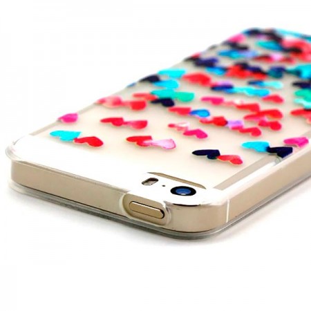 Coque Coeurs Multicolores Transparente en silicone semi-rigide TPU pour iPhone 5/5S et SE Coque Coeurs Multicolores Transparente en silicone semi-rigide TPU pour iPhone 5/5S et SE