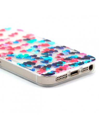 Coque Coeurs Multicolores Transparente en silicone semi-rigide TPU pour iPhone 5/5S et SE