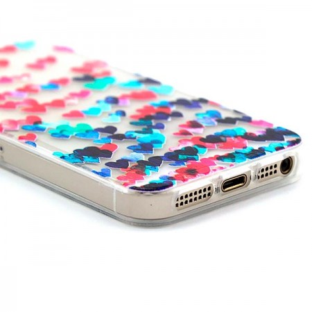 Coque Coeurs Multicolores Transparente en silicone semi-rigide TPU pour iPhone 5/5S et SE Coque Coeurs Multicolores Transparente en silicone semi-rigide TPU pour iPhone 5/5S et SE
