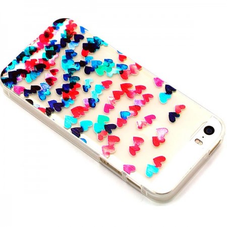 Coque Coeurs Multicolores Transparente en silicone semi-rigide TPU pour iPhone 5/5S et SE Coque Coeurs Multicolores Transparente en silicone semi-rigide TPU pour iPhone 5/5S et SE