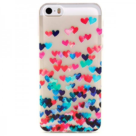 Coque Coeurs Multicolores Transparente en silicone semi-rigide TPU pour iPhone 5/5S et SE Coque Coeurs Multicolores Transparente en silicone semi-rigide TPU pour iPhone 5/5S et SE
