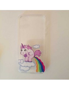 Coque Licorne Caca Arc en Ciel Transparente en silicone semi-rigide TPU pour iPhone 5/5S et SE 2