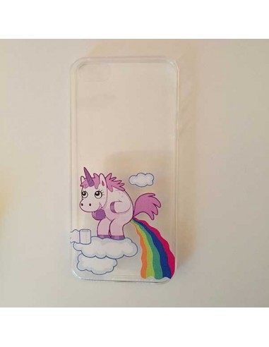 Coque Licorne Caca Arc en Ciel Transparente en silicone semi-rigide TPU pour iPhone 5/5S et SE