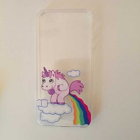 Coque Licorne Caca Arc en Ciel Transparente en silicone semi-rigide TPU pour iPhone 5/5S et SE