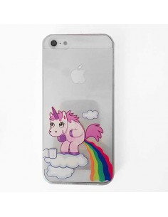 Coque Licorne Caca Arc en Ciel Transparente en silicone semi-rigide TPU pour iPhone 5/5S et SE