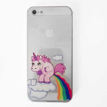 Coque Licorne Caca Arc en Ciel Transparente en silicone semi-rigide TPU pour iPhone 5/5S et SE
