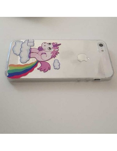 Coque Licorne Caca Arc en Ciel Transparente en silicone semi-rigide TPU pour iPhone 5/5S et SE