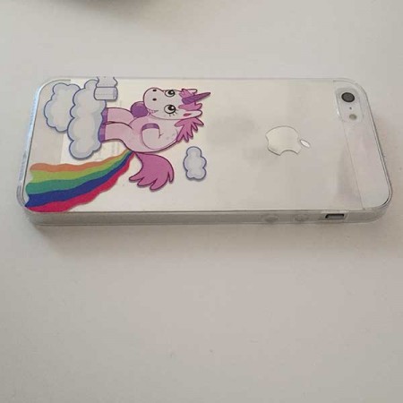 Coque Licorne Caca Arc en Ciel Transparente en silicone semi-rigide TPU pour iPhone 5/5S et SE
