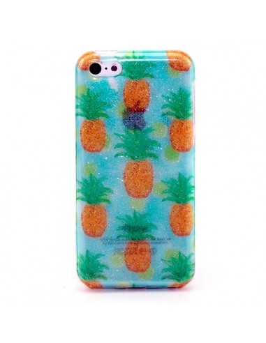 Coque Paillettes Ananas Transparente en silicone semi-rigide TPU pour iPhone 5C