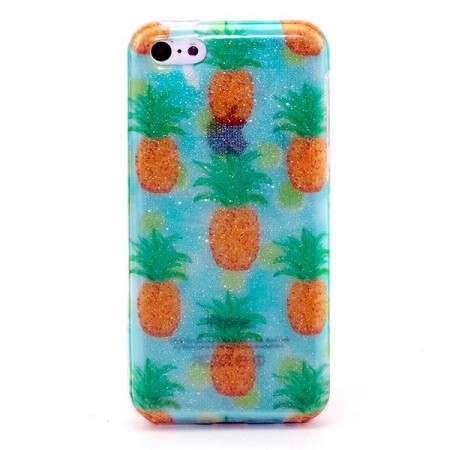 Coque Paillettes Ananas Transparente en silicone semi-rigide TPU pour iPhone 5C Coque Paillettes Ananas Transparente en silicone semi-rigide TPU pour iPhone 5C