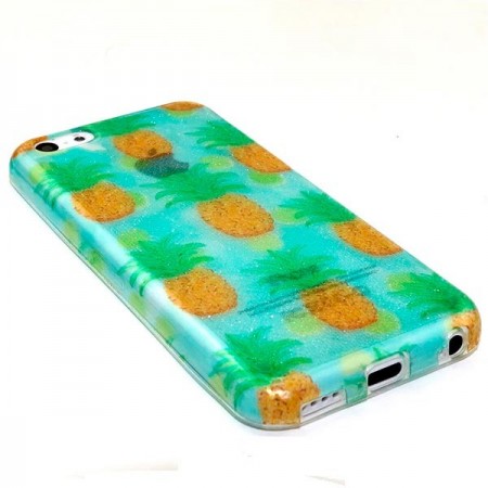 Coque Paillettes Ananas Transparente en silicone semi-rigide TPU pour iPhone 5C Coque Paillettes Ananas Transparente en silicone semi-rigide TPU pour iPhone 5C
