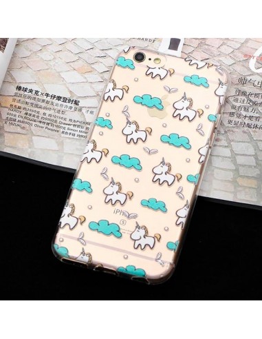 Coque Licorne Nuage Bleu Transparente en silicone semi-rigide TPU pour iPhone 5/5S et SE