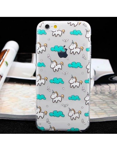 Coque Licorne Nuage Bleu Transparente en silicone semi-rigide TPU pour iPhone 5/5S et SE