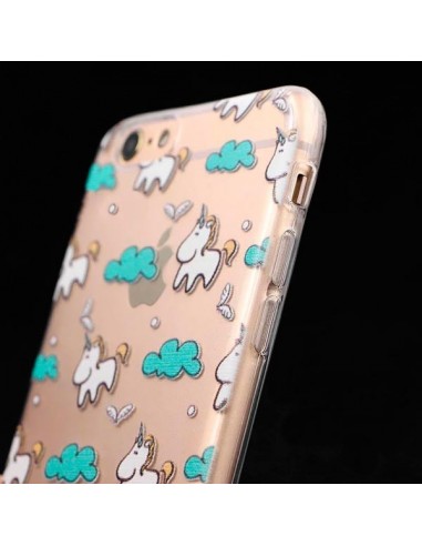Coque Licorne Nuage Bleu Transparente en silicone semi-rigide TPU pour iPhone 5/5S et SE
