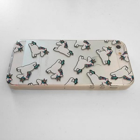 Coque Licorne Criniere Transparente en silicone semi-rigide TPU pour iPhone 5/5S et SE