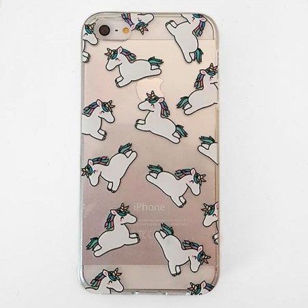 Coque Licorne Criniere Transparente en silicone semi-rigide TPU pour iPhone 5/5S et SE
