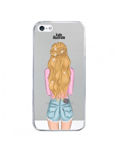 Coque iPhone 5/5S et SE Blonde Don't Care Transparente - kateillustrate