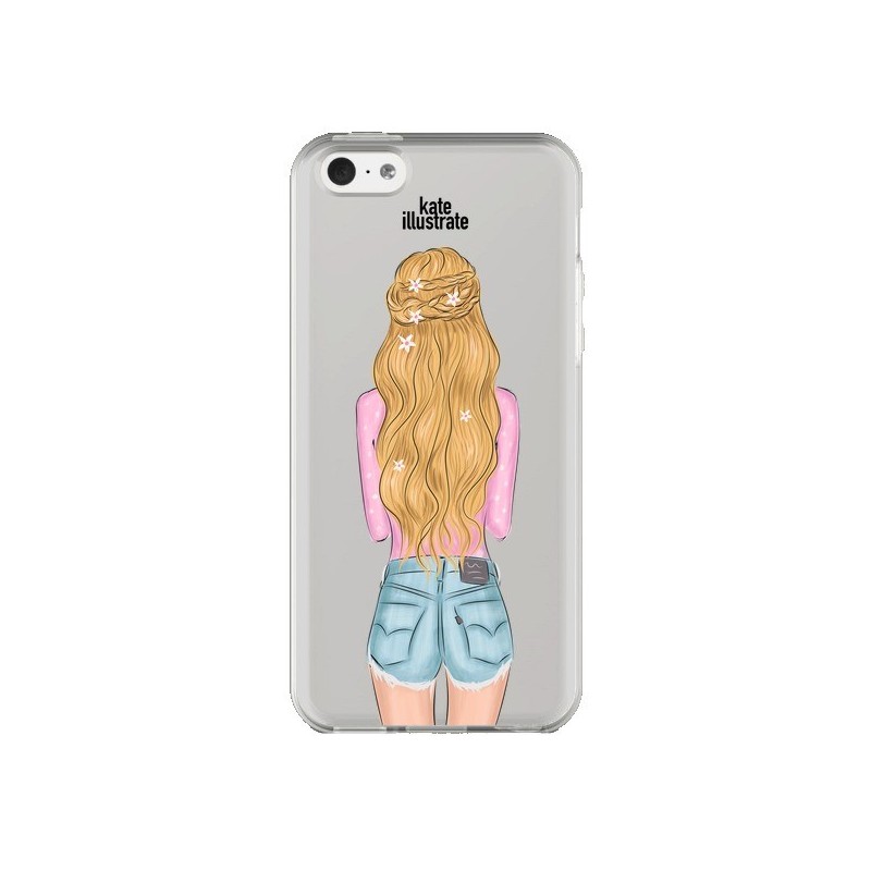 Coque iPhone 5C Blonde Don't Care Transparente - kateillustrate