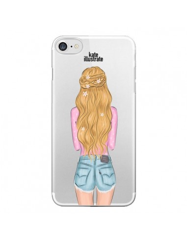 Coque iPhone 7/8 et SE 2020 Blonde Don't Care Transparente - kateillustrate