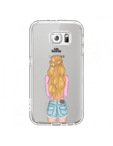 Coque Blonde Don't Care Transparente pour Samsung Galaxy S6 - kateillustrate