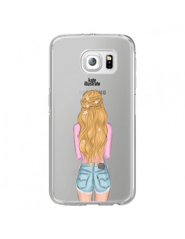 Coque Blonde Don't Care Transparente pour Samsung Galaxy S6 Edge - kateillustrate