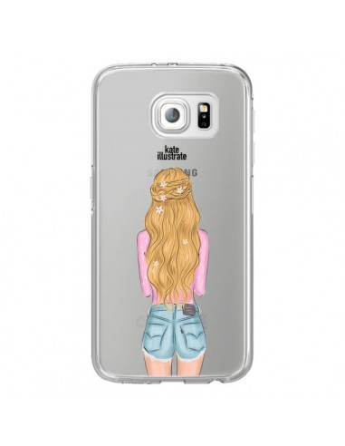 Coque Blonde Don't Care Transparente pour Samsung Galaxy S7 Edge - kateillustrate