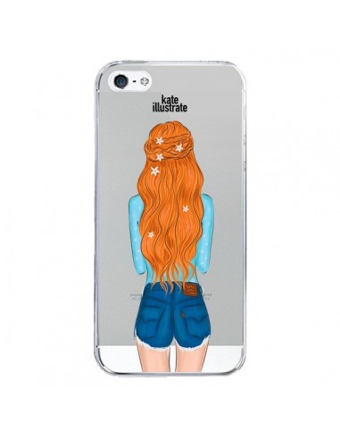 Coque iPhone 5/5S et SE Red Hair Don't Care Rousse Transparente - kateillustrate